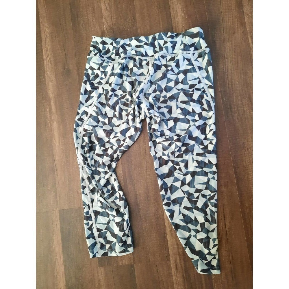 THE NORTH FACE Women’s Cropped Leggings Capris Blue Green Geometric Size Small - Picture 2 of 5
